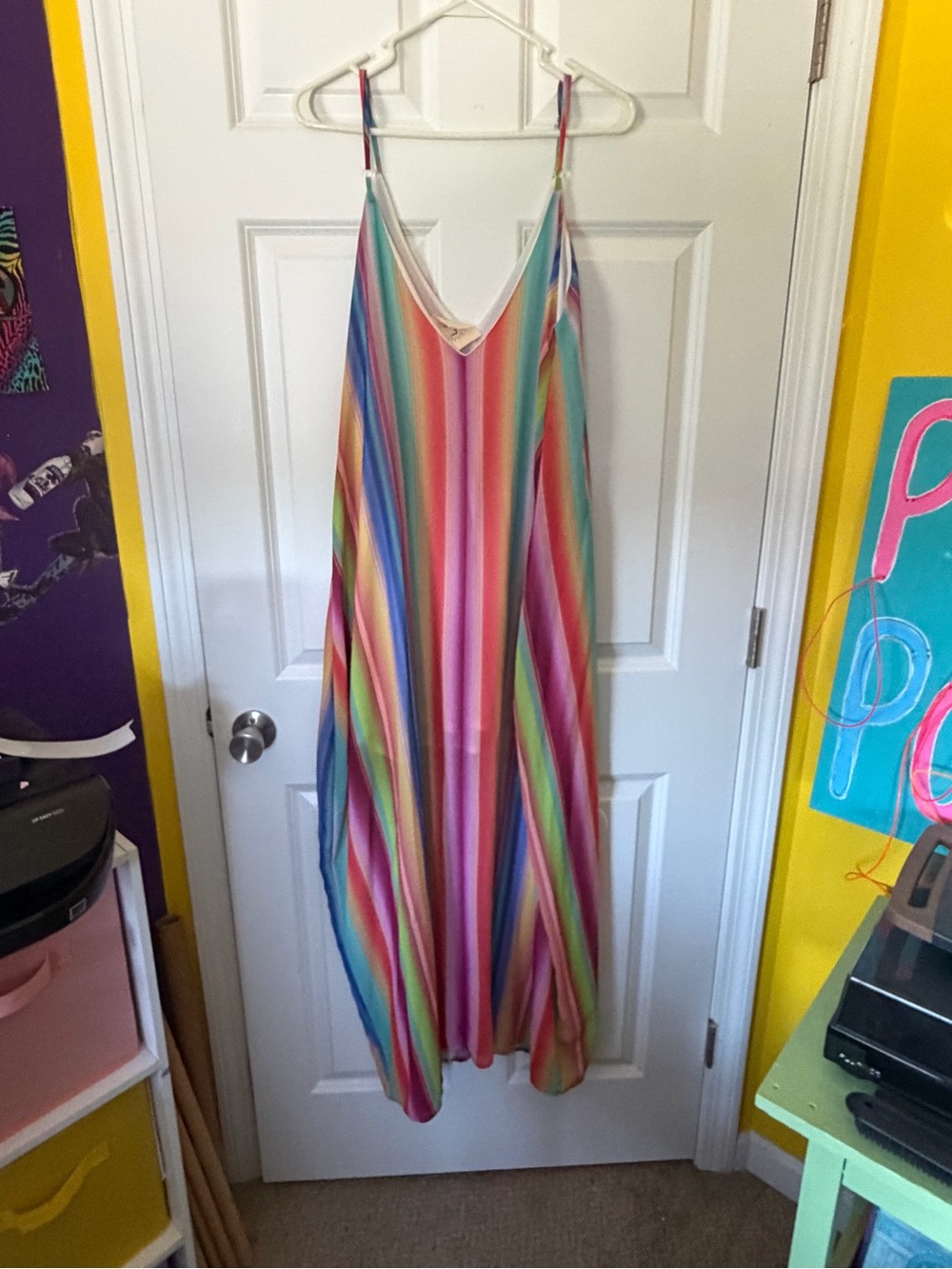 Rainbow Striped Maxi Slip Dress - Picture 6 of 9